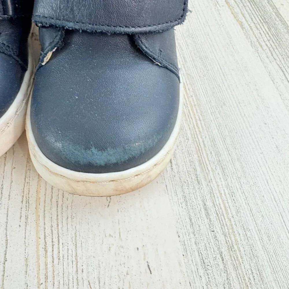 Jacadi Paris Navy Blue Red Leather Boots Sz 21 Baby Boys Sz 5 18 M
